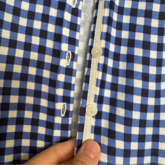 Talbots Cardigan Sweater Top 2 Pc SET Petite P 3/4 Sleeves Blue White Checkered - Picture 10 of 13